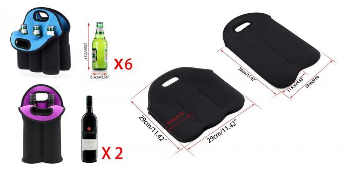 Schwarze Neopren-Wein-Einkaufstasche-/Flaschenkühler-Taschen-Fördermaschinen-Flasche 2 Flasche und 3