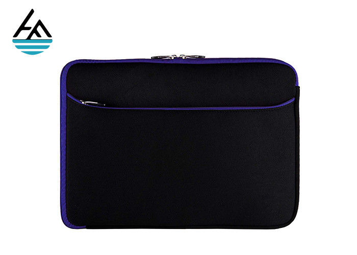 Muti Function Black Neoprene Laptop Sleeve With Extra Pouch Resin Zipper